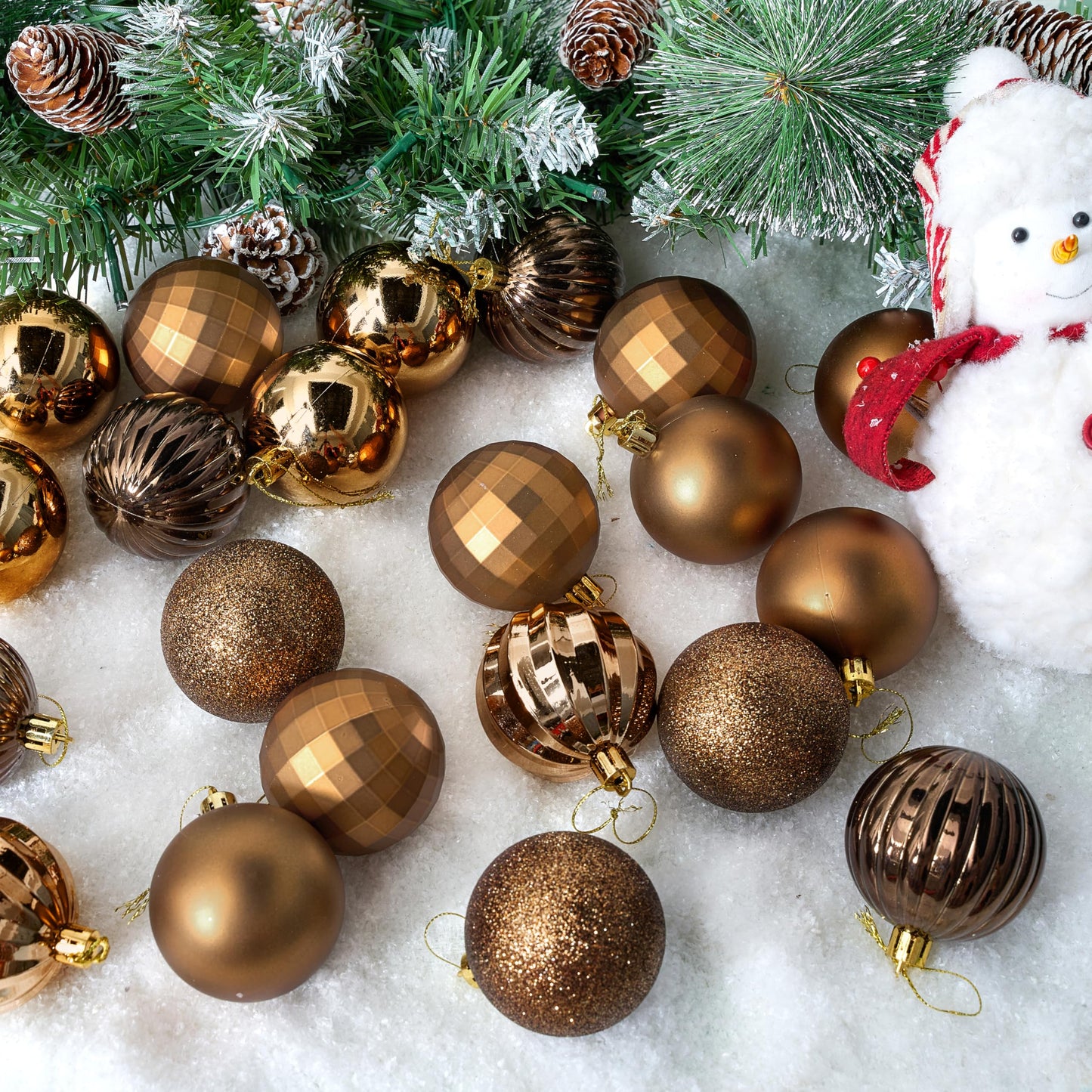 24 Pcs 2.36" Brown Christmas Balls Ornaments Set