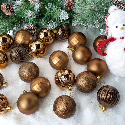 24 Pcs 2.36" Brown Christmas Balls Ornaments Set