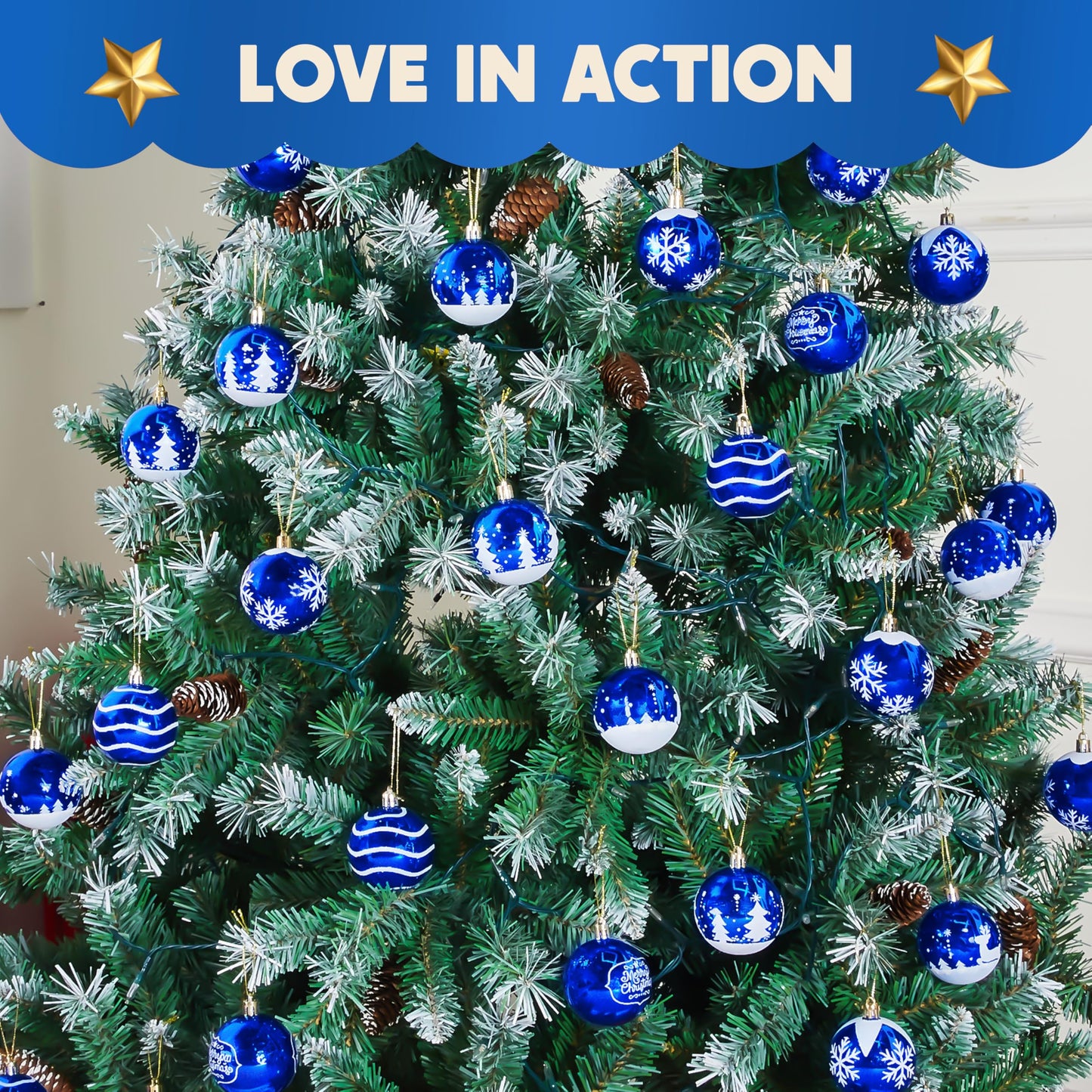 36Pcs Blue & White Christmas Ball Ornaments Set