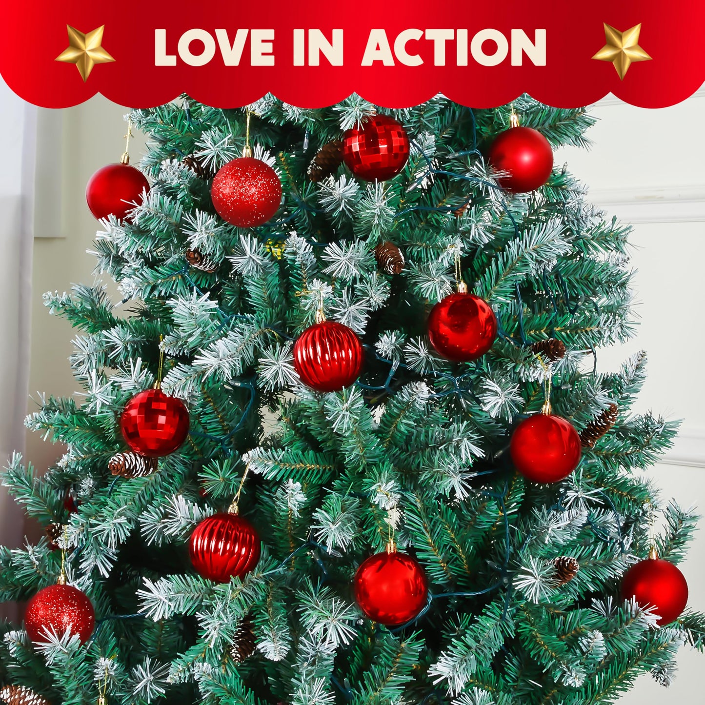 18 Pcs Red Christmas Ball Ornaments