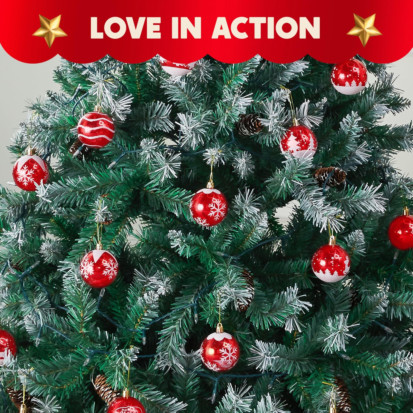 36 Pcs Red & White Christmas Ball Ornaments Set