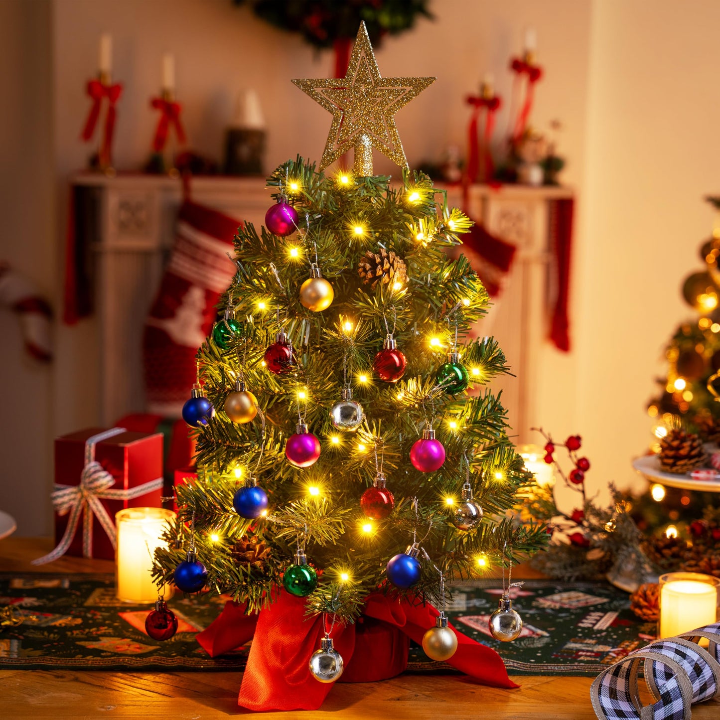 24"/2FT Prelit Tabletop Christmas Tree with Warm Lights