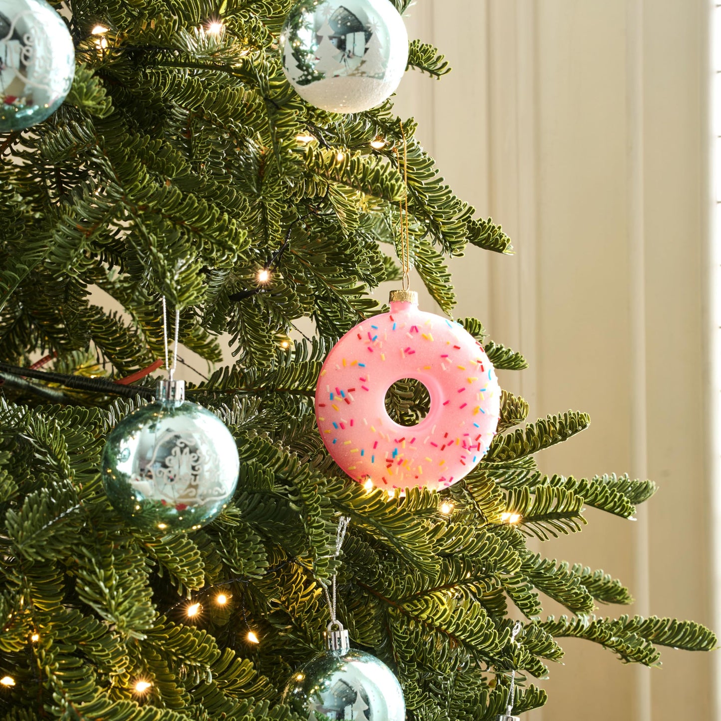 Pink Donut Food Mini Christmas Ornaments