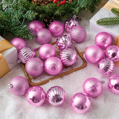 24 Pcs 2.36" Pink Christmas Balls Ornaments Set