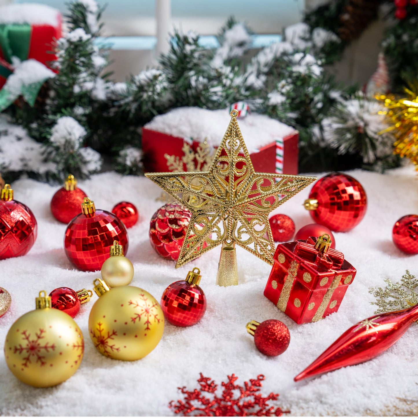 71 Pcs Red & Gold Christmas Ornaments Set