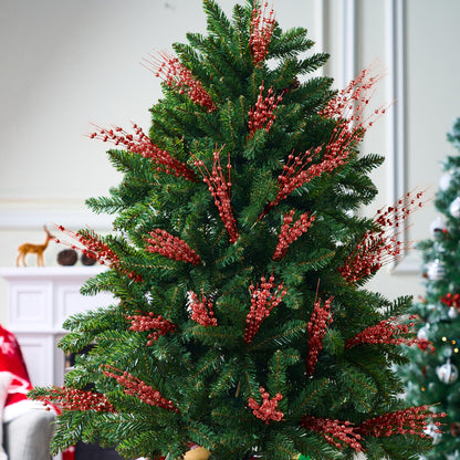 12 Pcs Red Christmas Glitter Berry Stem Ornaments