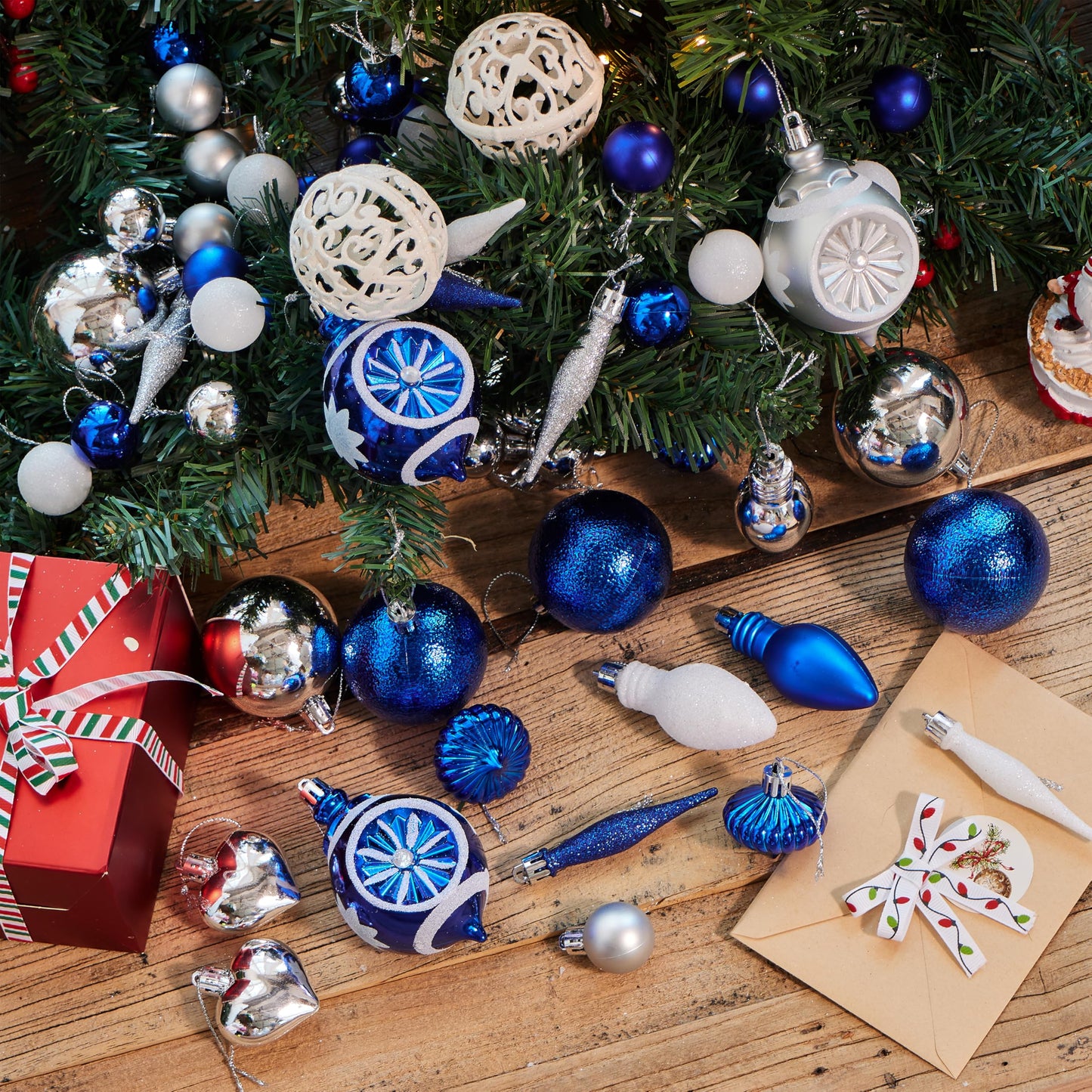 70Pcs Assorted Christmas Blue Ornaments