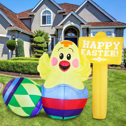 7ft Easter Inflatable Chicken with Eggs