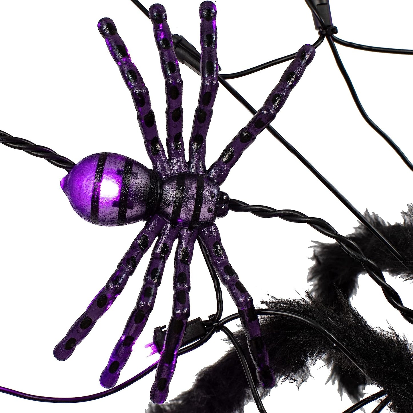 59" Light-up Purple Spider Web with 3 Spiders