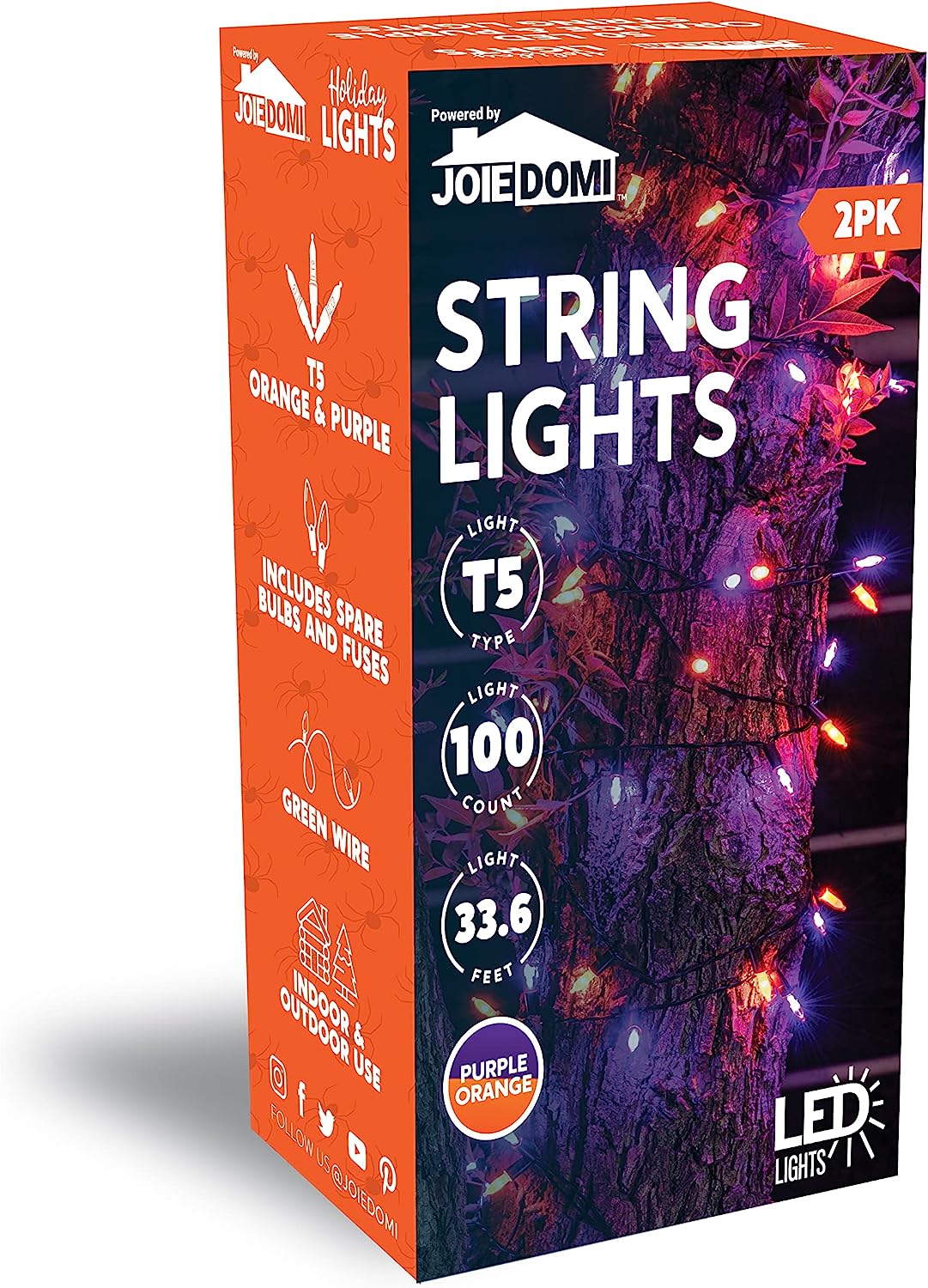 17.3 FT Battery Powered Orange & Purple Wire String Lights