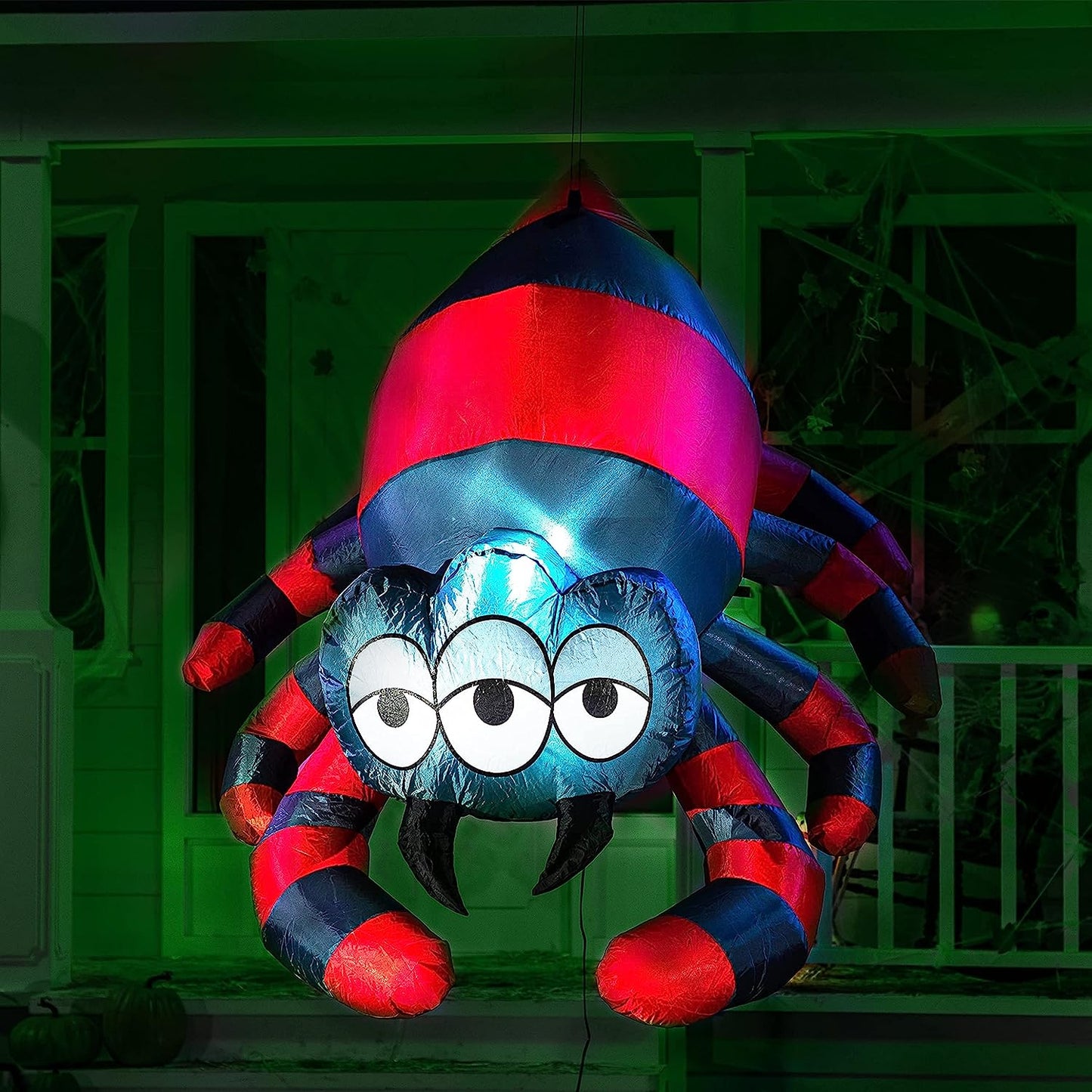 5ft Halloween Three Eyed Hanging Spider