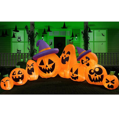 Joiedomi 12.5ft 9Pcs Halloween Inflatable Pumpkin with Witch Hat Decor