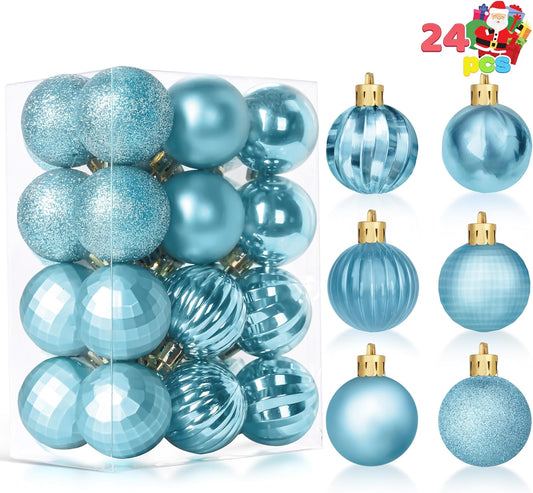 24 Pcs Baby Blue Christmas Balls Ornaments Set