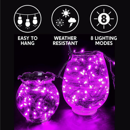 200 Purple LED Green Wire String Lights