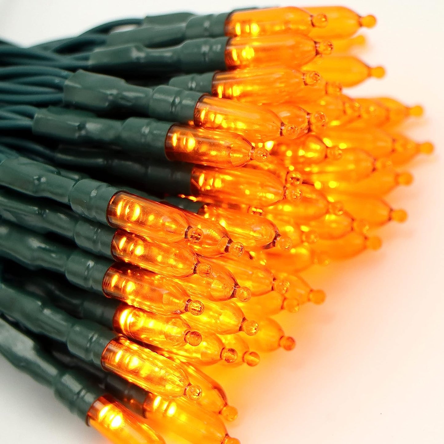 100 Orange LED Green Wire String Lights