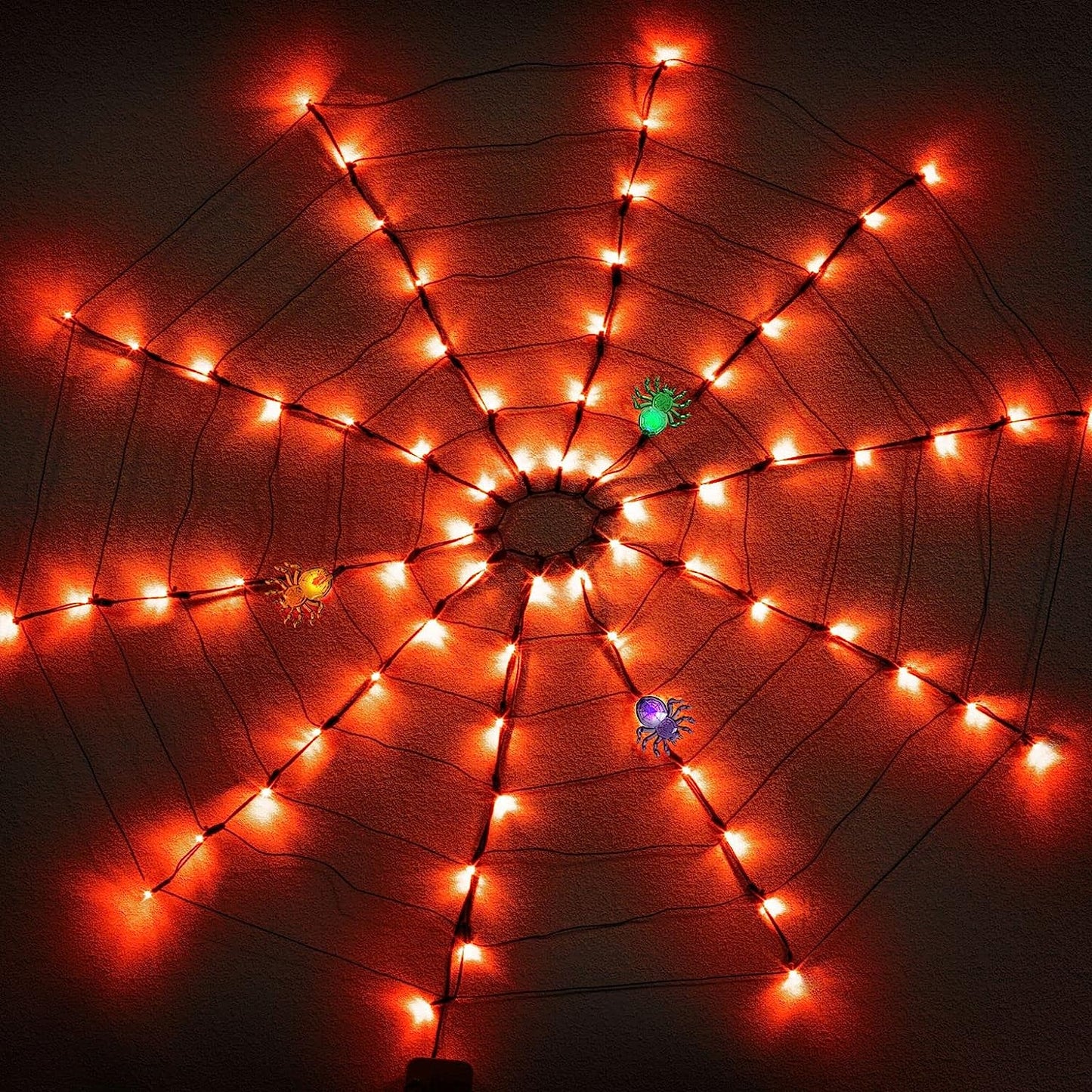 2 Pack Halloween Spider Web Lights with 3 Lighted Spiders