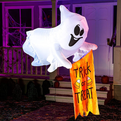 5ft Halloween Hanging Ghost with Trick or Treat Flag