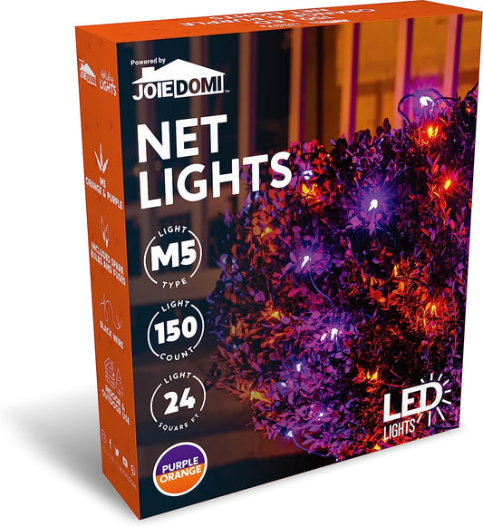 150 M5 LED Black Wire Net Lights (Orange & Purple)