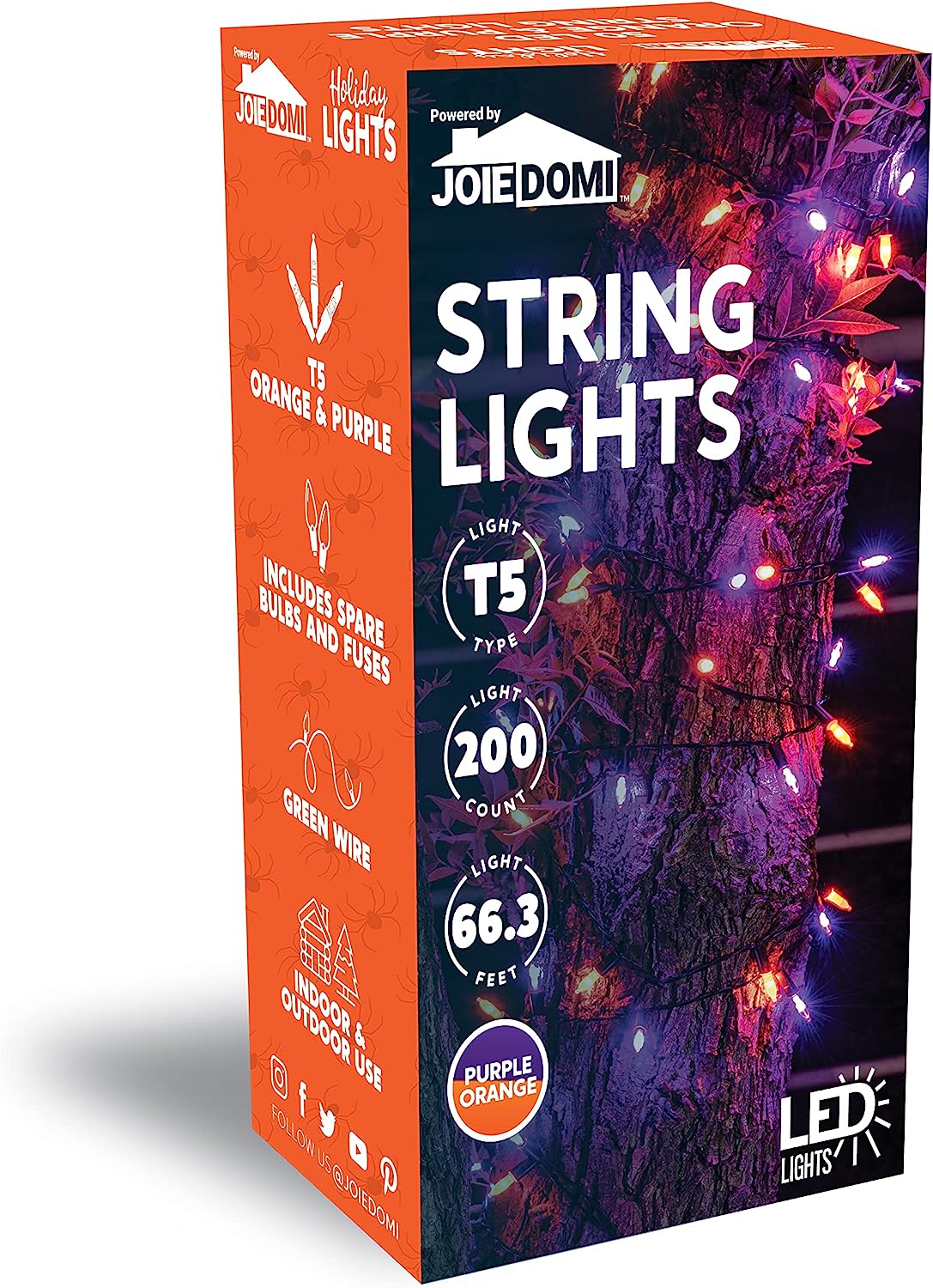 200-Count 67.3ft LED Orange & Purple Halloween String Lights with 8 Modes