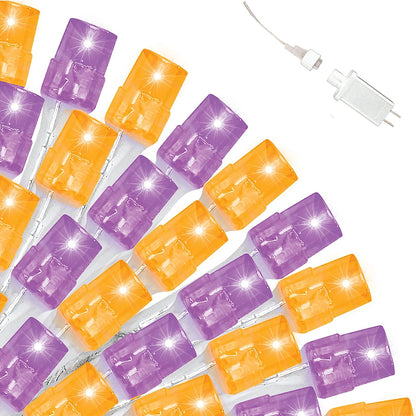 98.1 FT Orange & Purple LED 8 Modes Clear Wire Mini Light Set