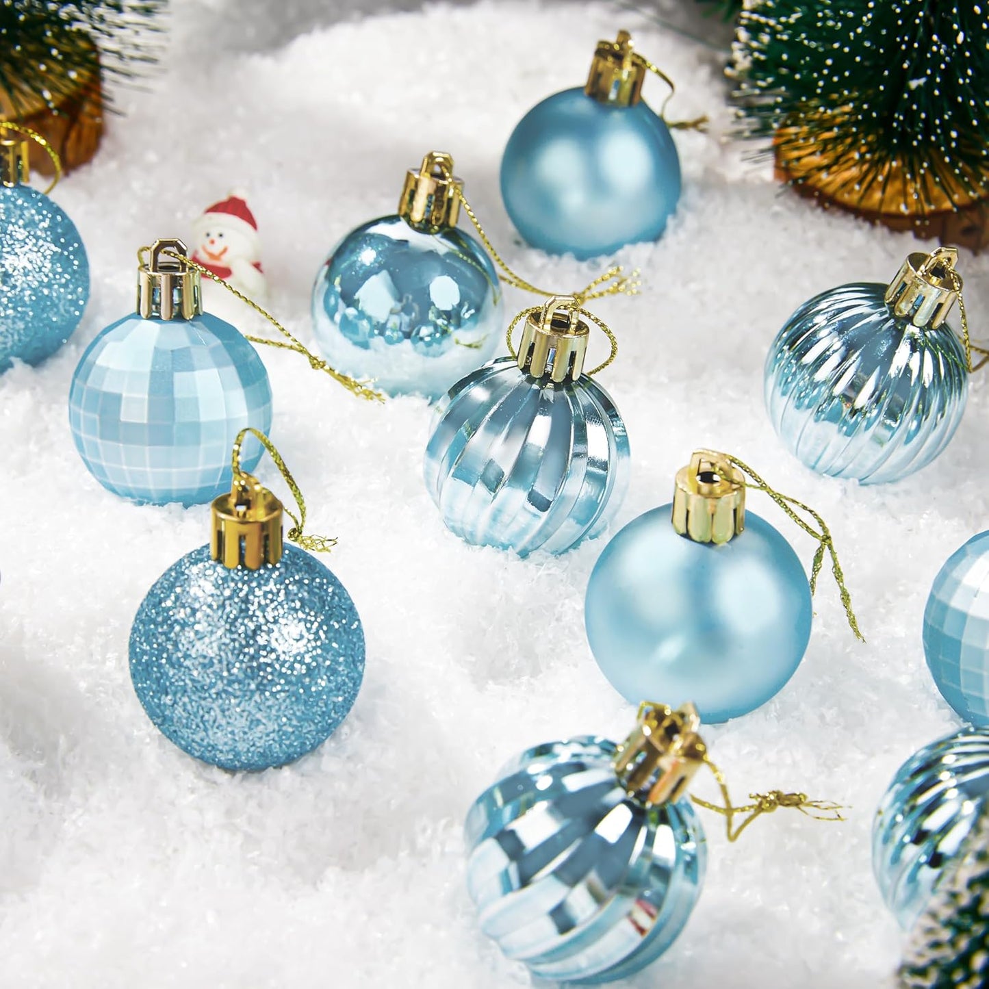 24 Pcs Baby Blue Christmas Balls Ornaments Set