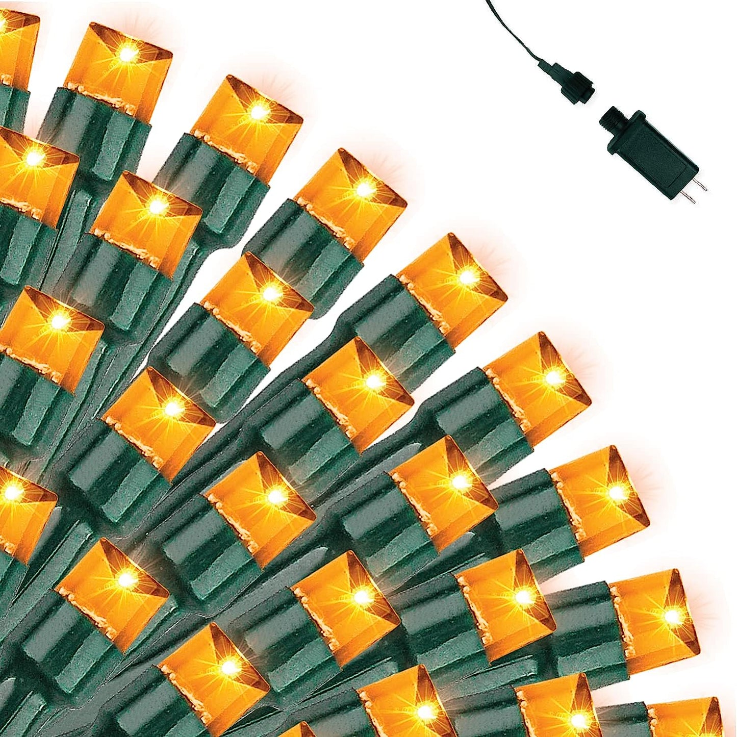 300 Orange LED Green Wire String Lights
