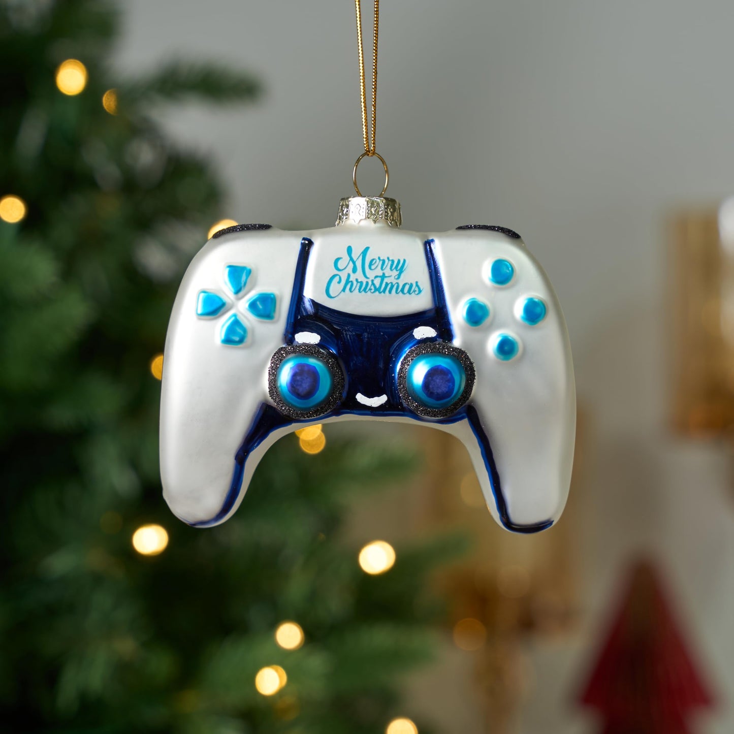Mini Christmas White Video Game Controller Glass Small Ornament