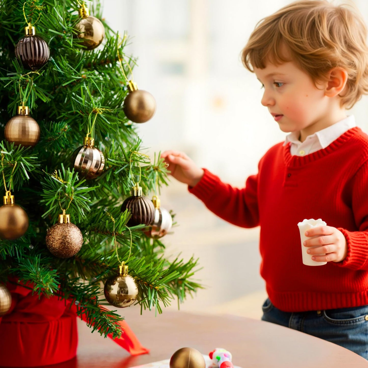 24 Pcs 1.6" Brown Christmas Balls Ornaments Set