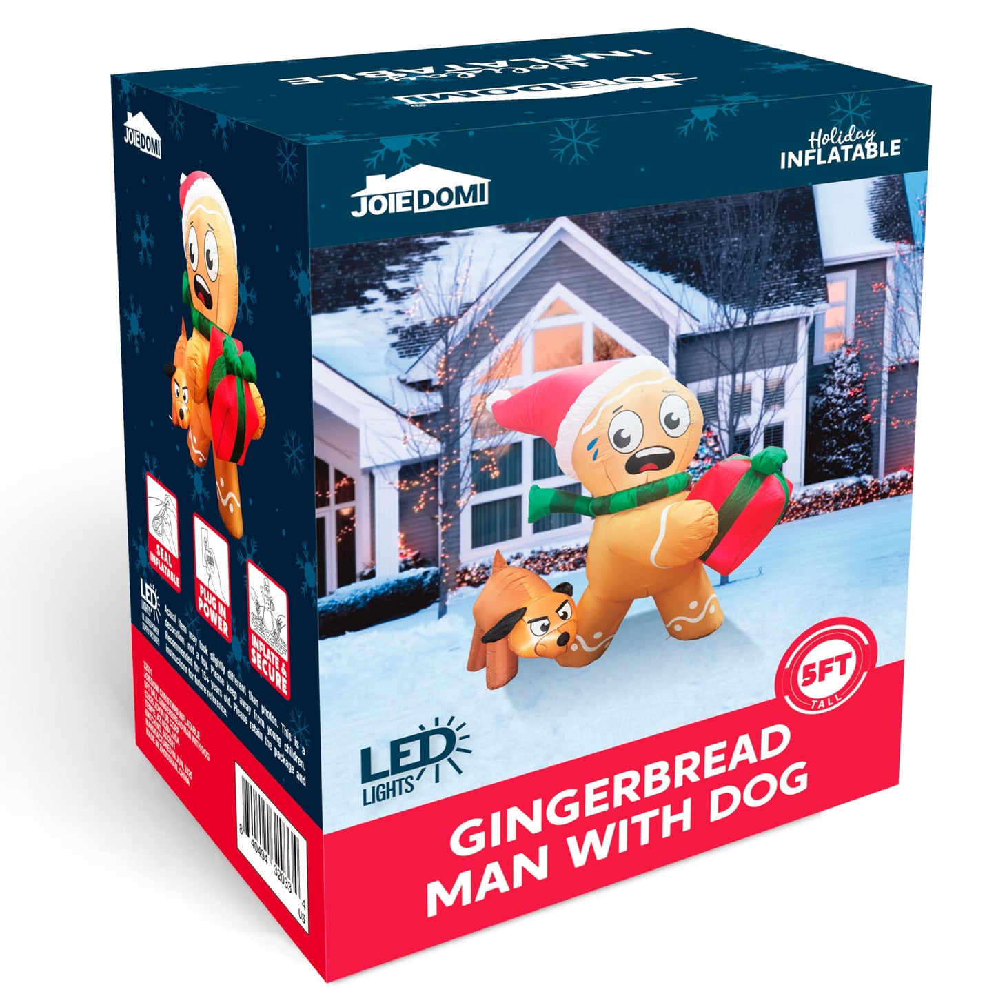 5FT Tall Christmas Inflatables Gingerbread Man & Dog Outdoor Decoration