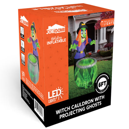 6 Ft Halloween Inflatable Witch and Cauldron Decoration