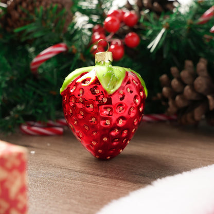 Strawberry Fruit Blown Glass Mini Christmas Ornaments for Christmas Tree Hanging Small Ornament Outdoor Christmas Decorations Indoor