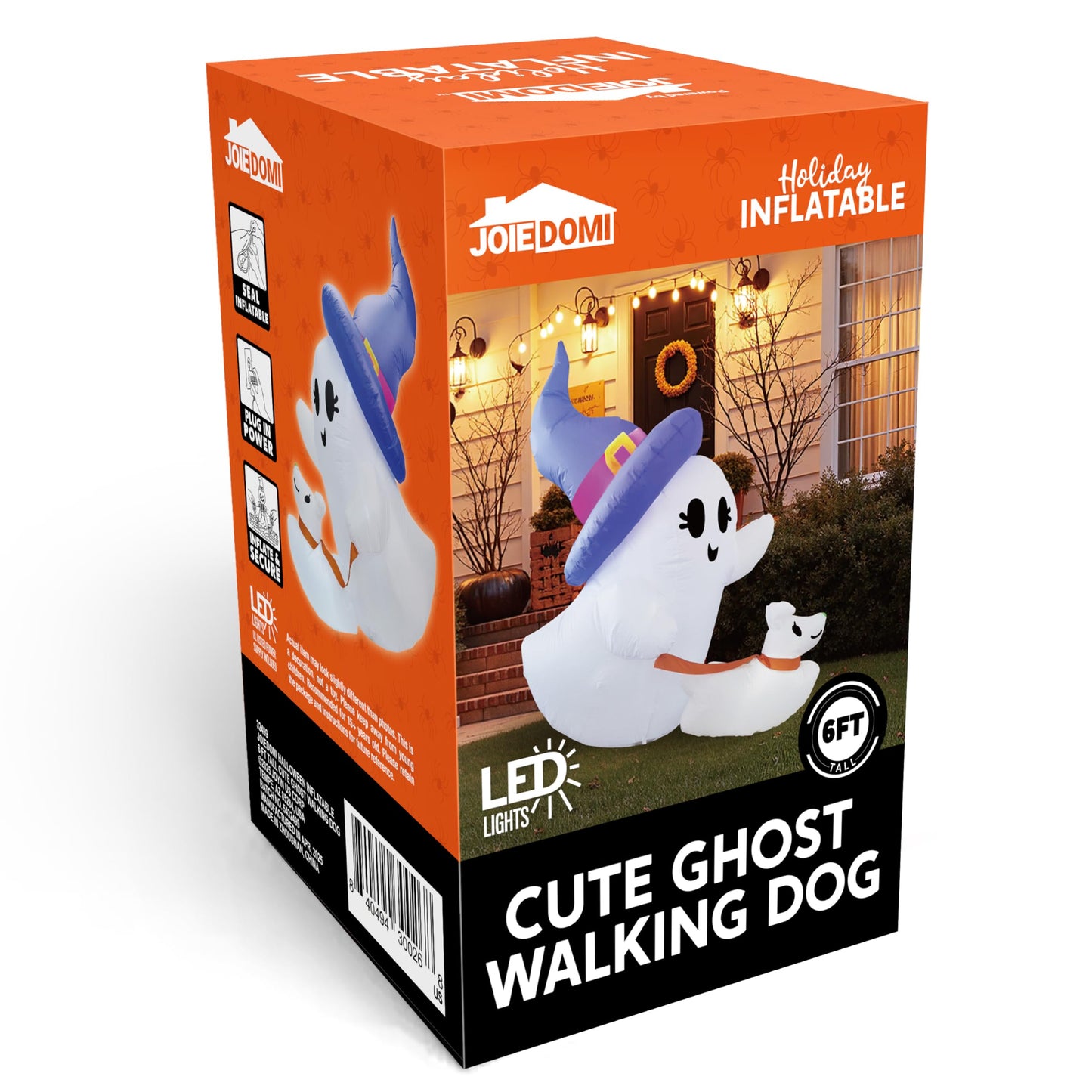6FT Cute White Inflatable Ghost Walking Dog Decor