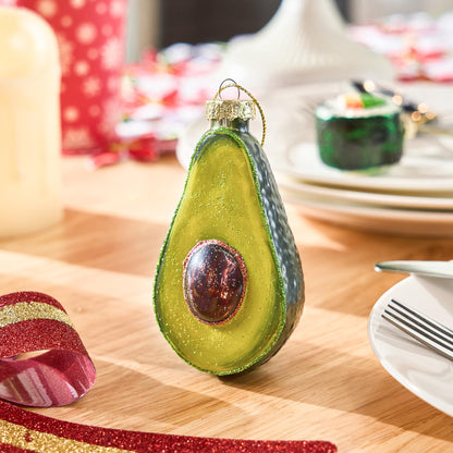 Christmas Avocado Glass Ornament