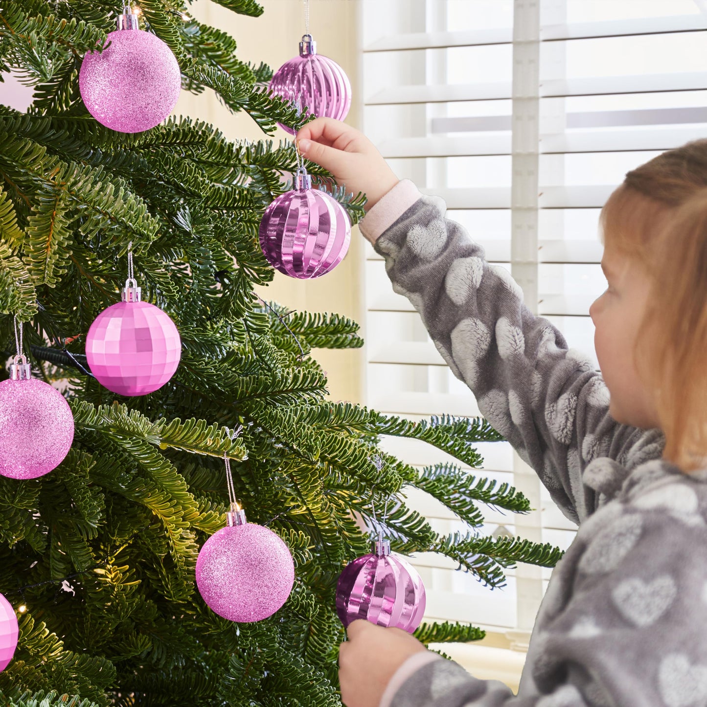 24 Pcs 2.36" Pink Christmas Balls Ornaments Set