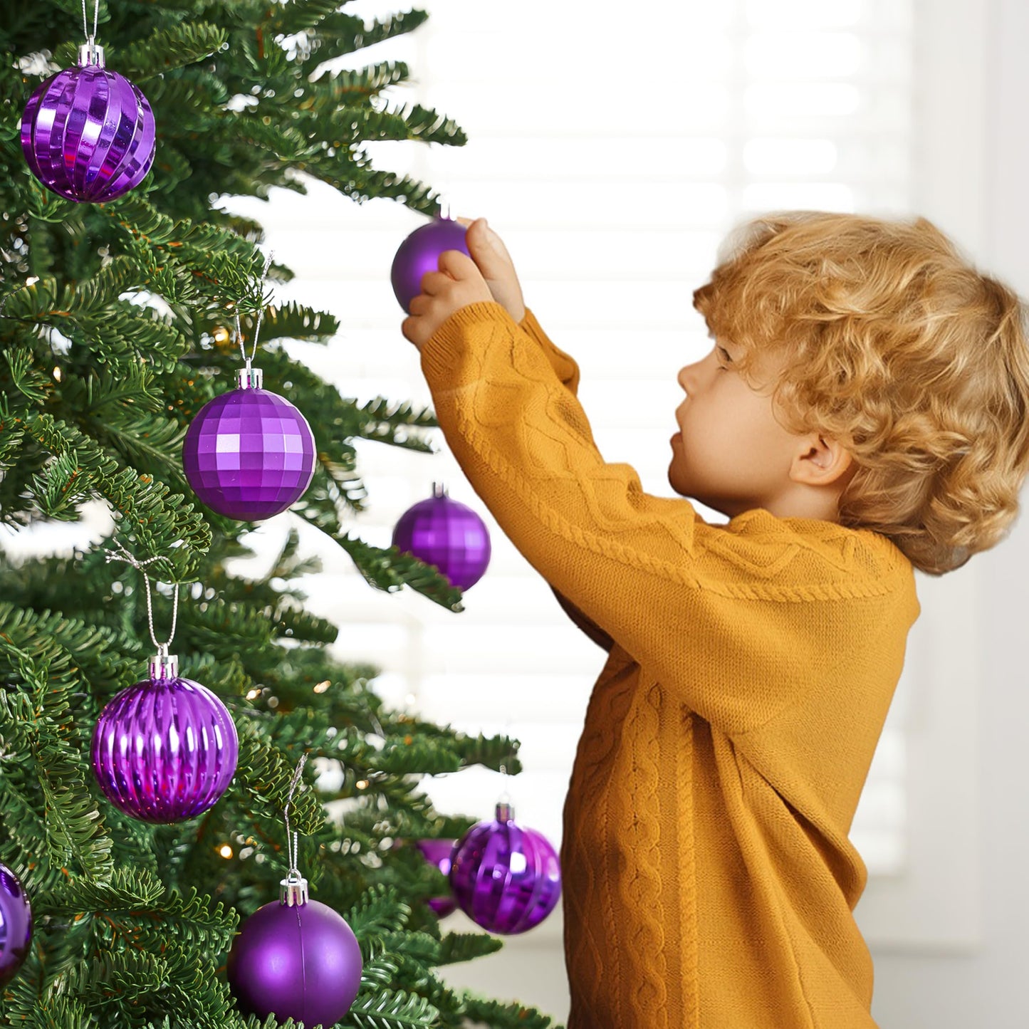 24 Pcs 2.36" Purple Christmas Balls Ornaments Set