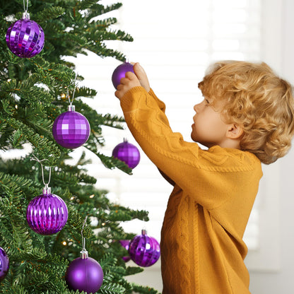 24 Pcs 2.36" Purple Christmas Balls Ornaments Set