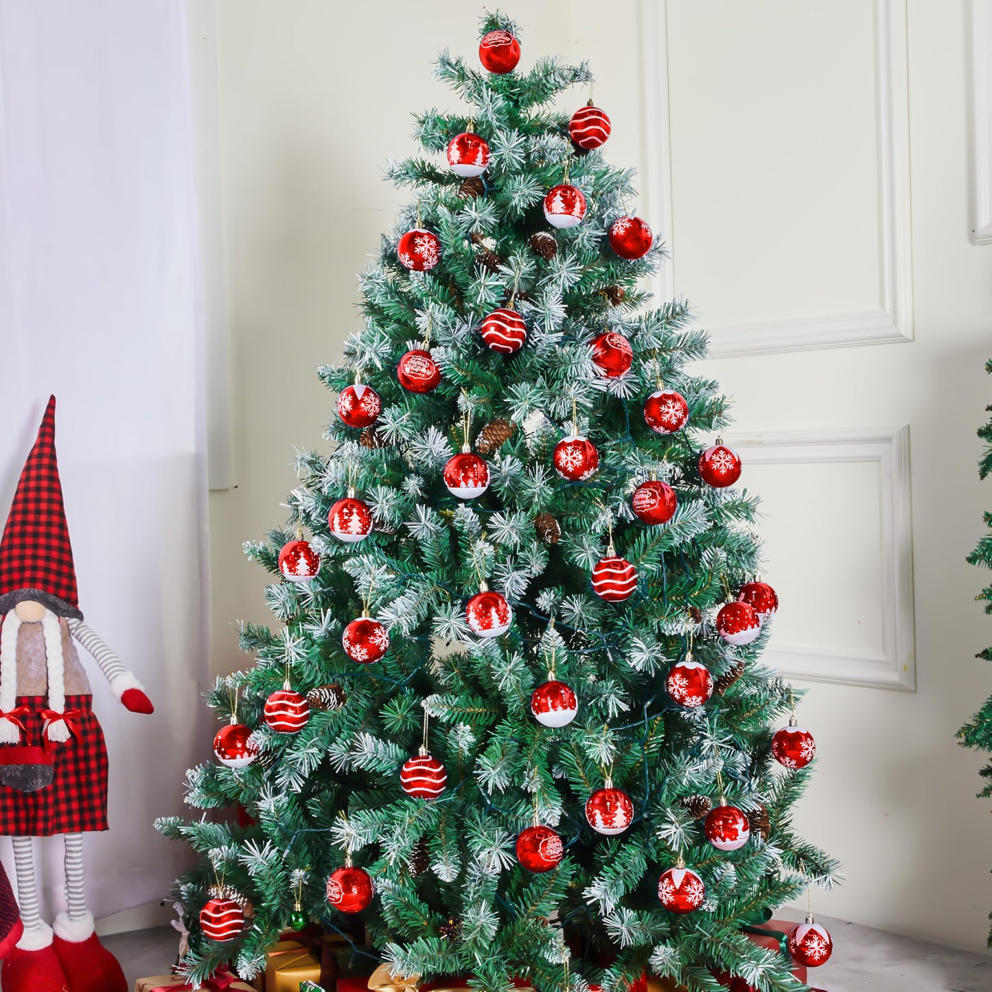 36 Pcs Red & White Christmas Ball Ornaments Set
