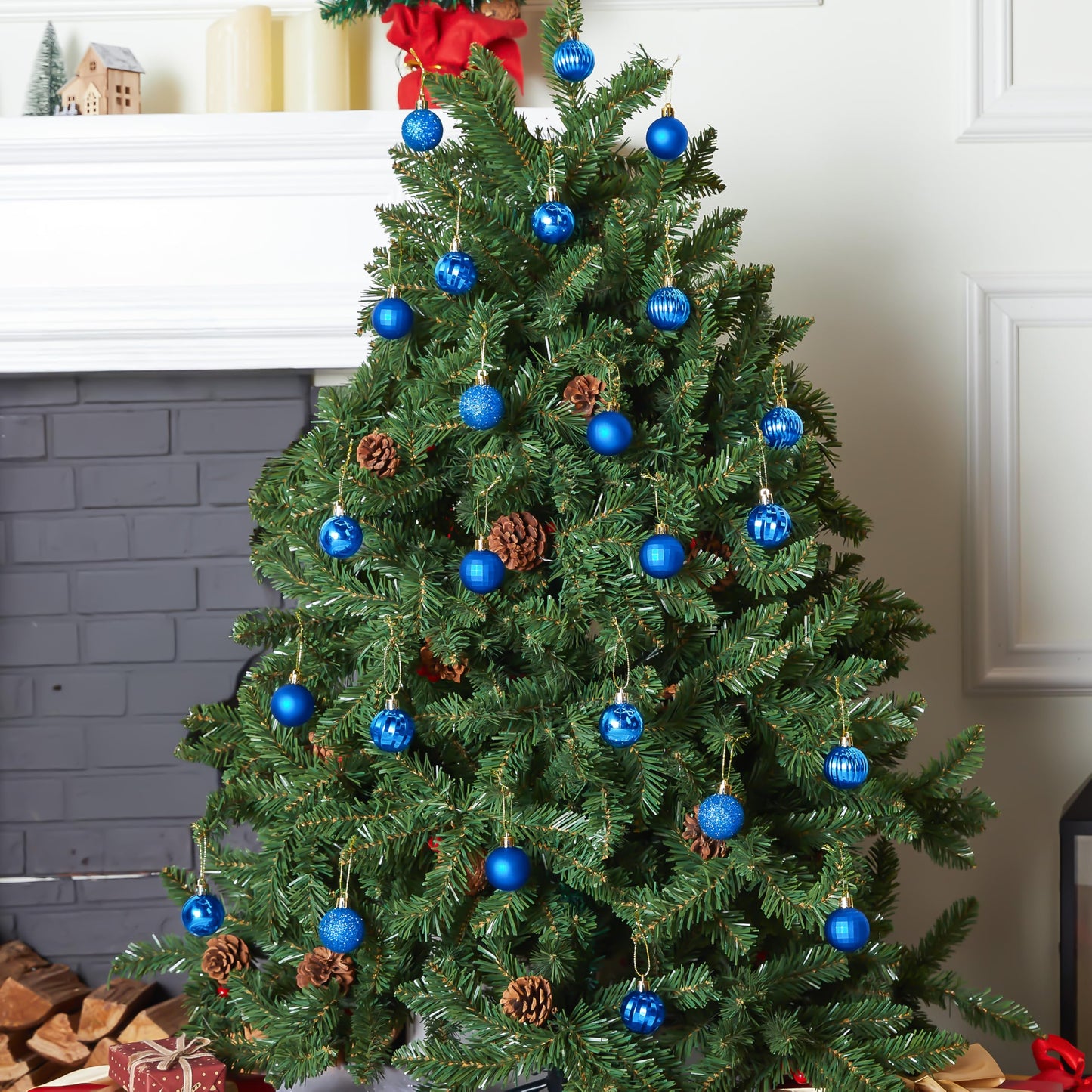 24 Pcs Blue Christmas Balls Ornaments