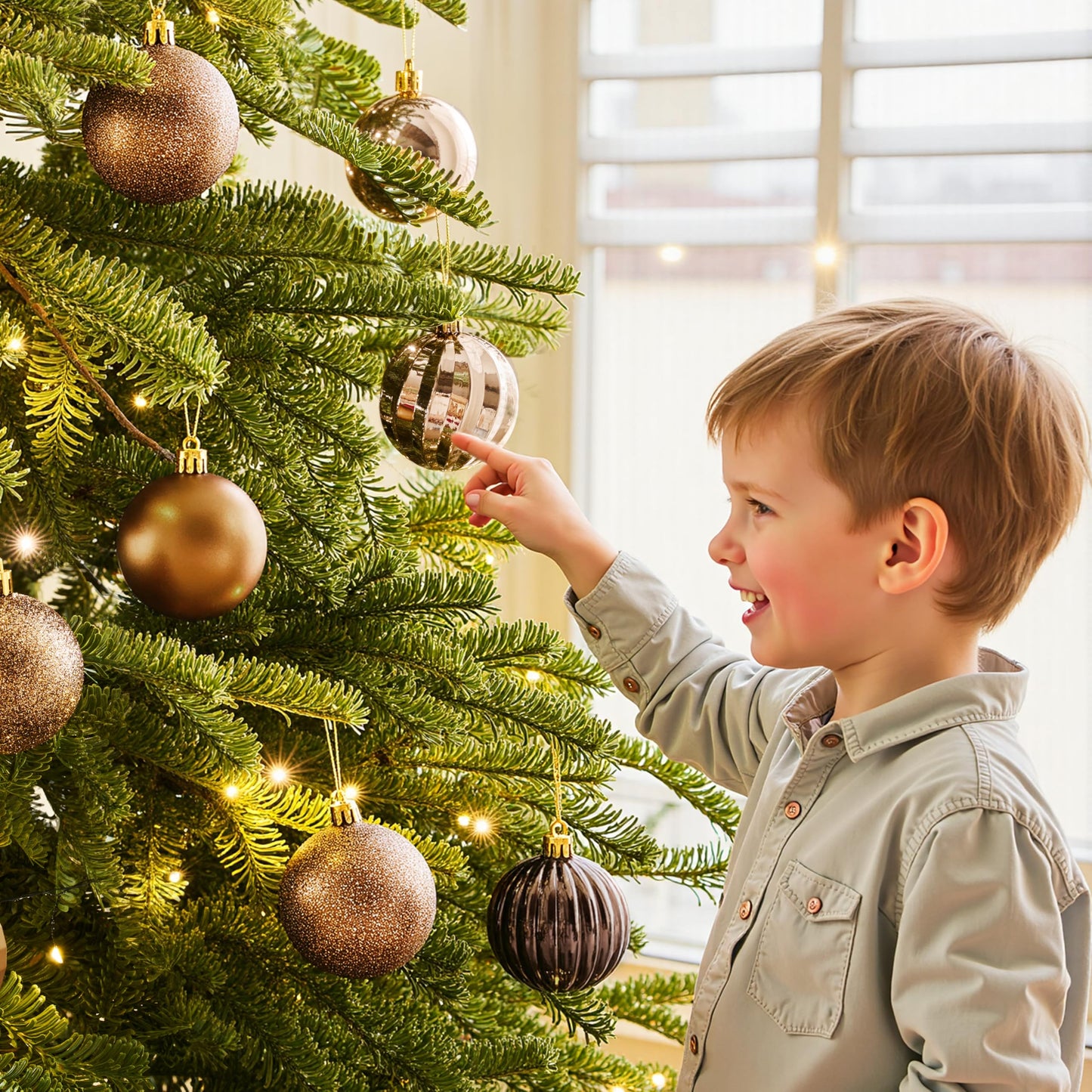 24 Pcs 2.36" Brown Christmas Balls Ornaments Set