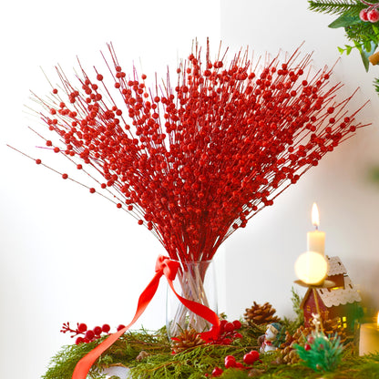 24 Pcs Christmas Tree Berry Stem (Red)