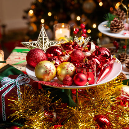 71 Pcs Red & Gold Christmas Ornaments Set