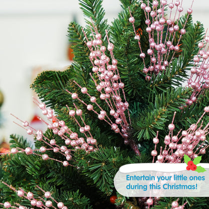 12Pcs 17” Pink Christmas Berry Stem Ornaments