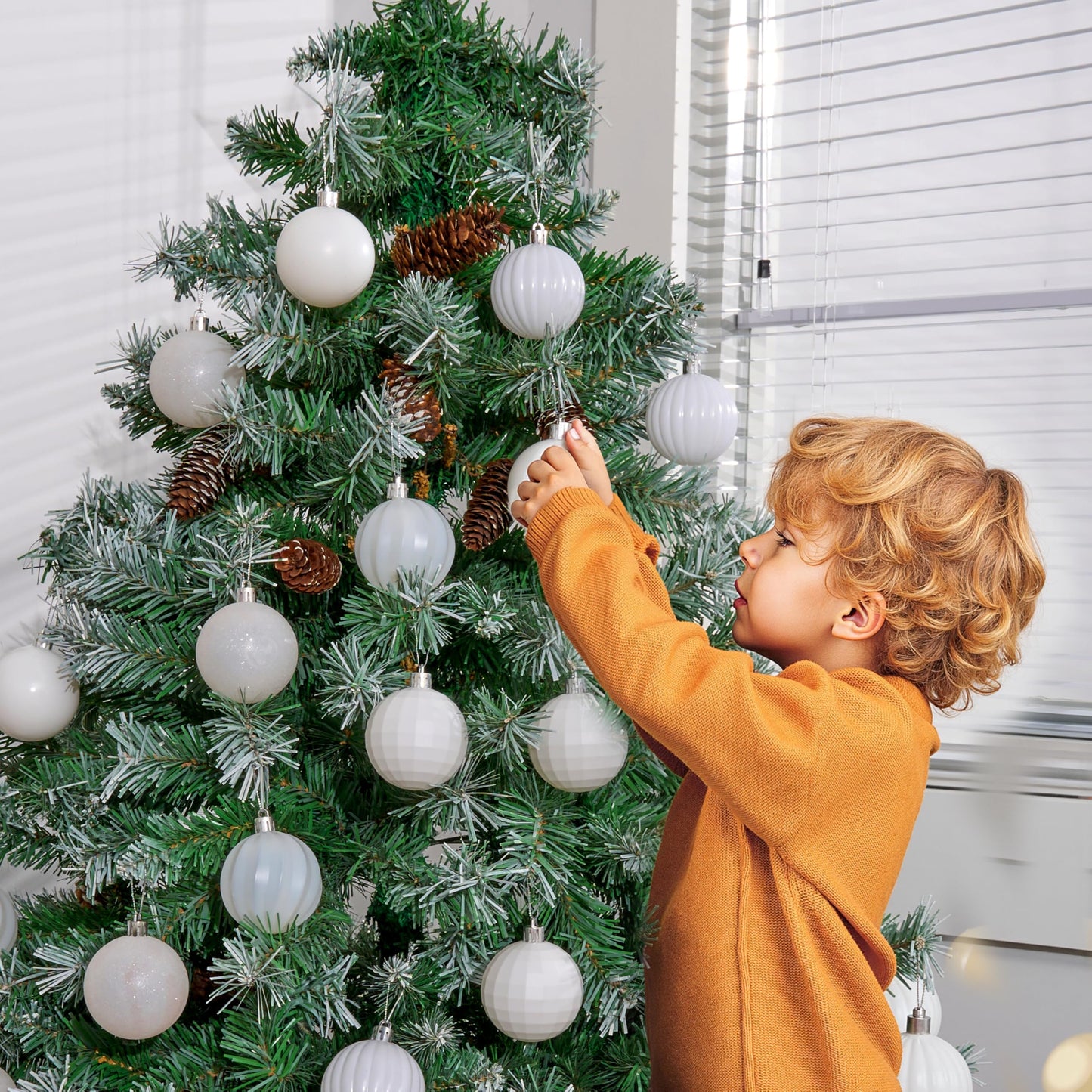 24 Pcs 2.36" White Christmas Balls Ornaments Set