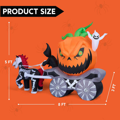 Joiedomi 8 ft Long Halloween Inflatable Carriage with Build-in LED Lights