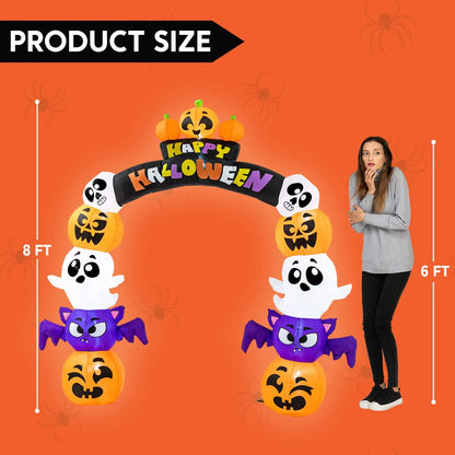 8 FT Tall Stack Character Pumpkin Archway Inflatable