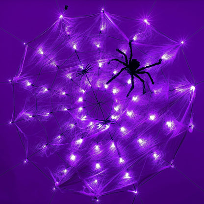 59" Light-up Purple Spider Web with 3 Spiders