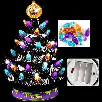 9in Halloween Pre-Lit Ceramic Tabletop Tree