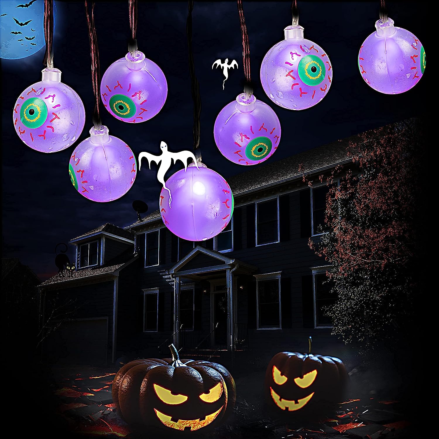 20.6 Ft Halloween Eyeball String Lights - Purple - Joiedomi