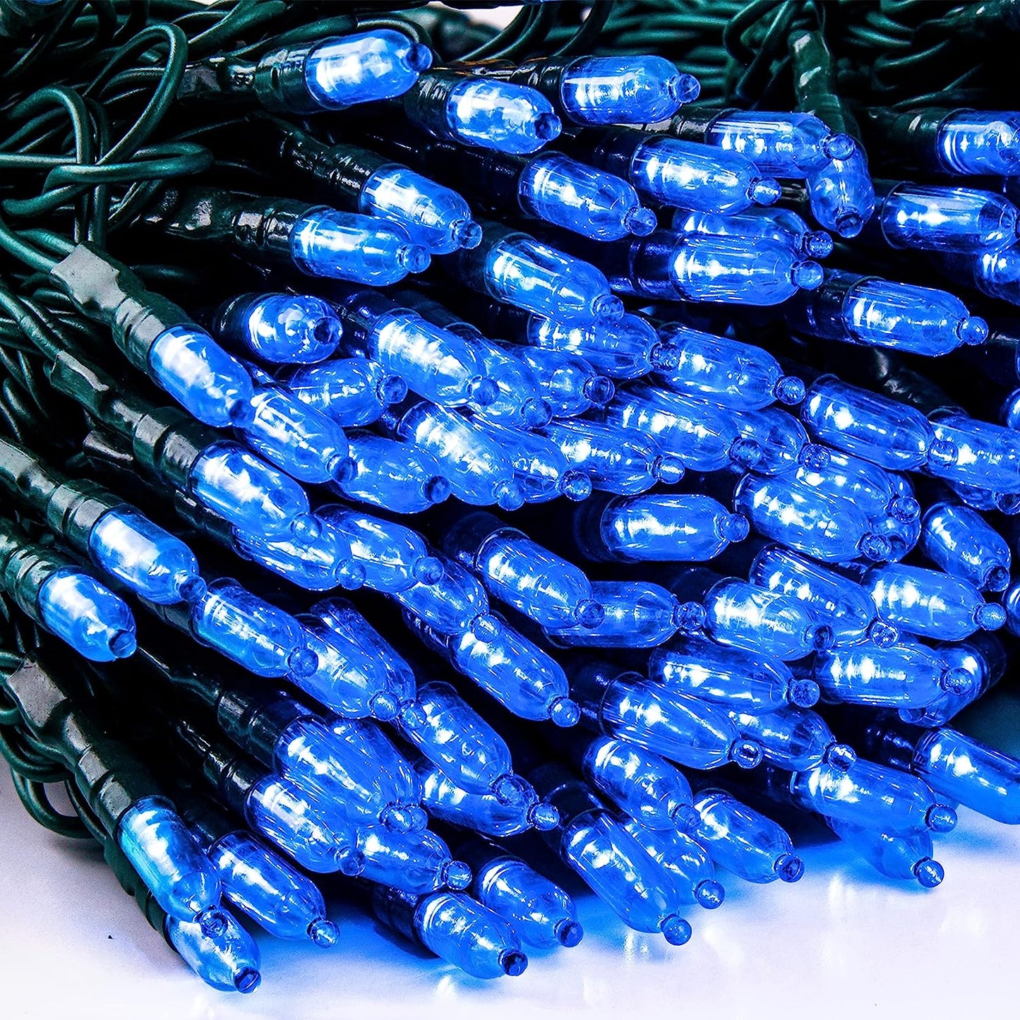 2 Set of 100 Count Blue LED Green Wire String Lights