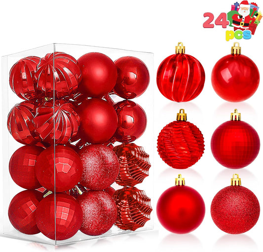 24 Pcs Red Christmas Balls Ornaments Set